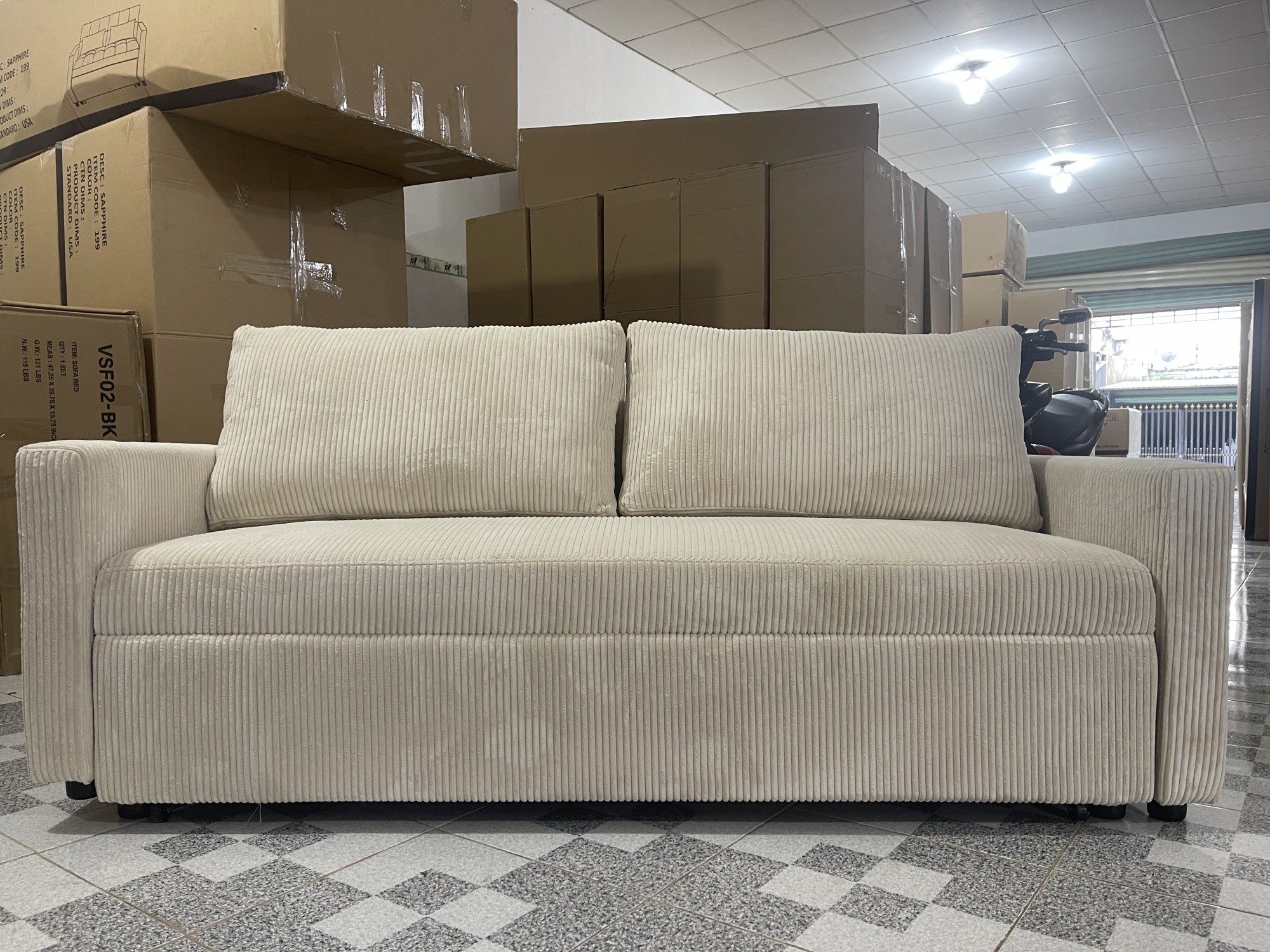 SOFA BED 1M8 VẢI GÂN KEM - ảnh 2